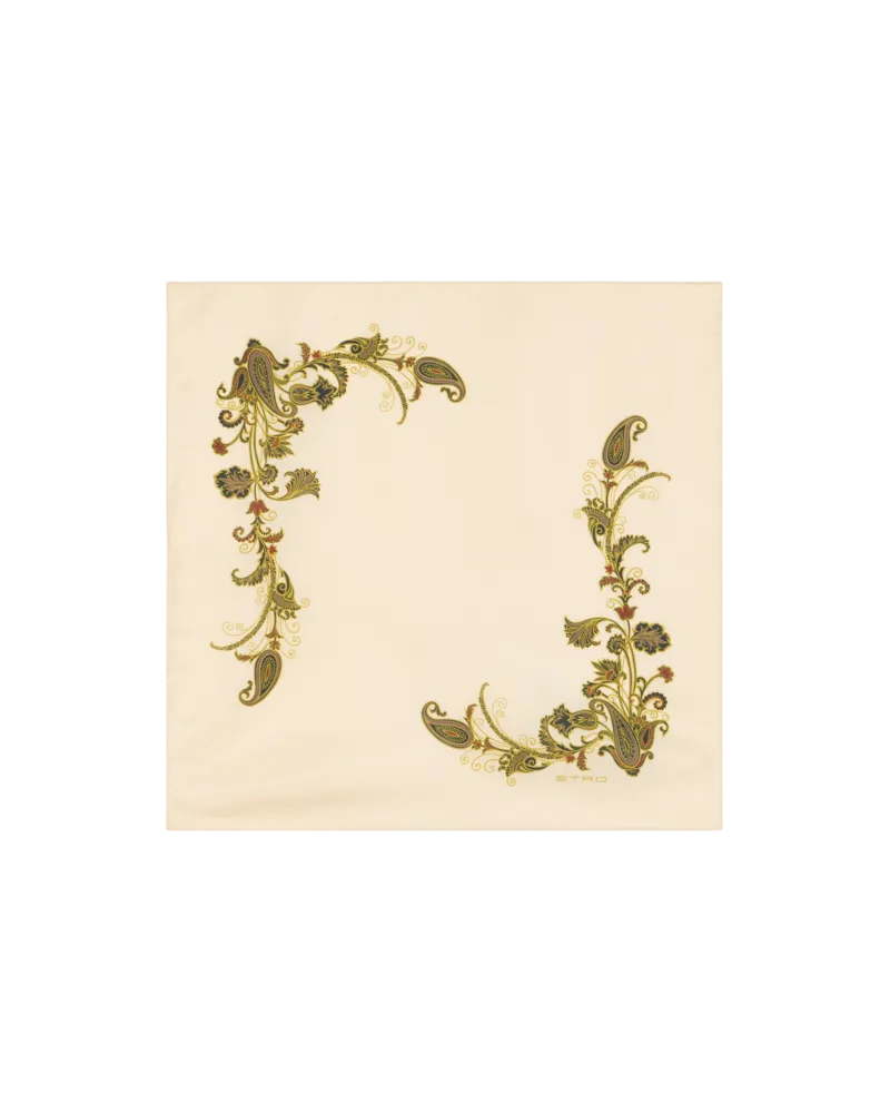 Etro Pochette Aus Bedruckter Seide, Herren, Beige Beige