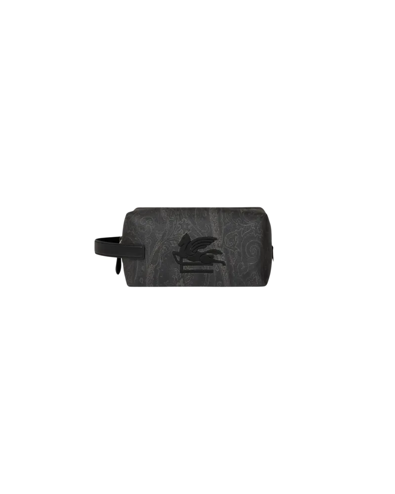 Etro Pouch Arnica Mittelgross Mit Pegaso-stickerei, Herren, Schwarz Schwarz