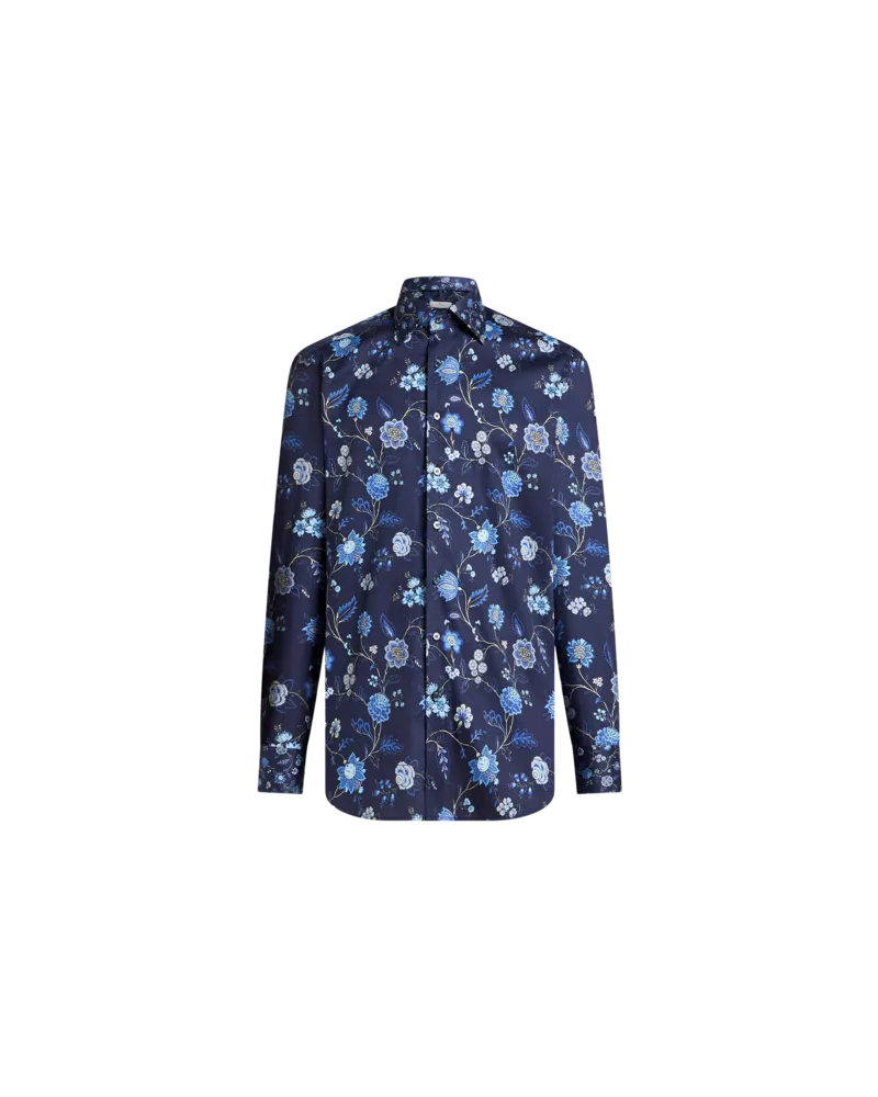 Etro Hemd Mit Blumenmotiven, Herren, Navyblau, Größe Navyblau
