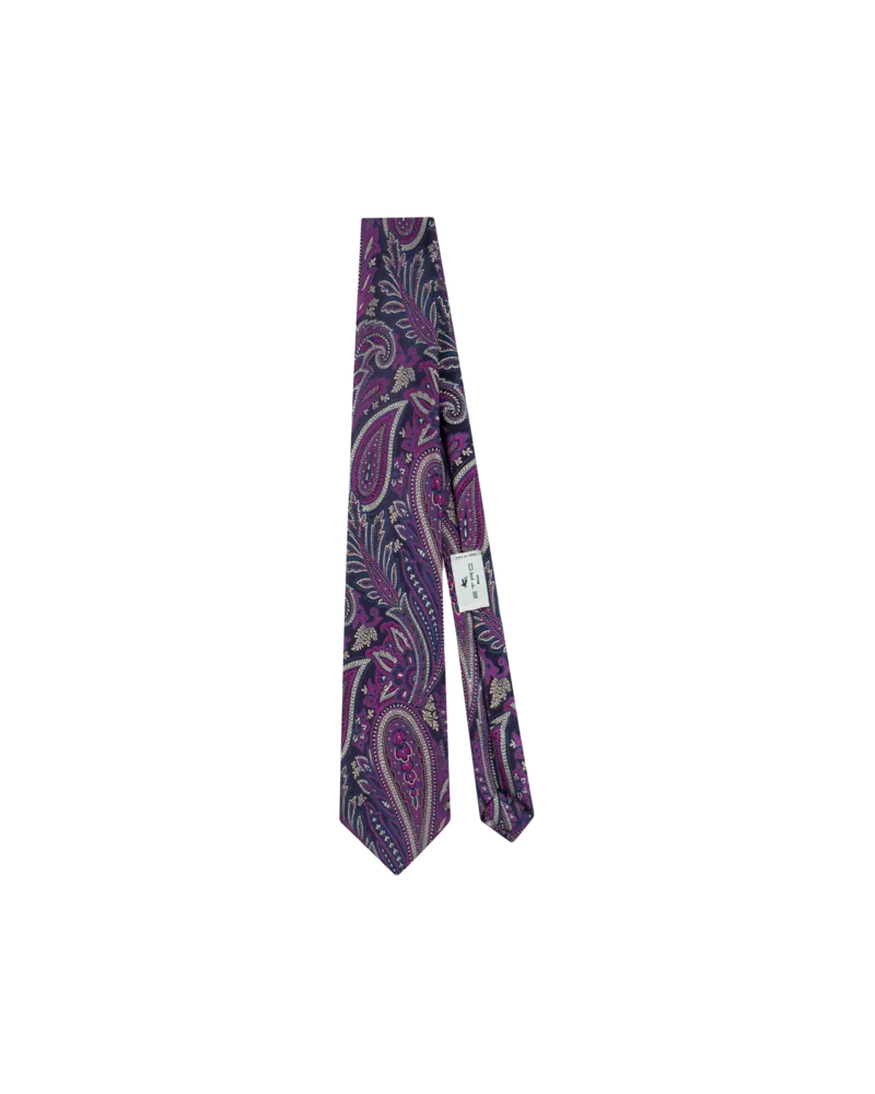 Etro Krawatte Aus Seidenjacquard Mit Paisleymuster, Herren, Violett Violett