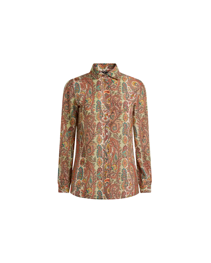 Etro Hemdbluse Aus Einer Baumwollmischung Mit Paisley-ramage-motiv, Damen, Braun, Größe Braun