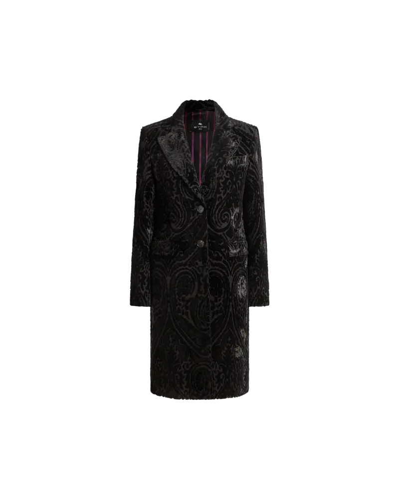 Etro Jacquard-samtmantel, Damen, Schwarz, Größe Schwarz
