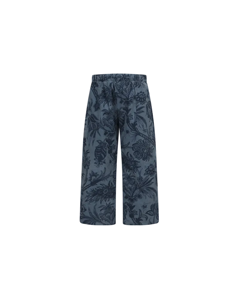 Etro Cordsamthose Mit Ramage-print, Hellblau, Größe Hellblau