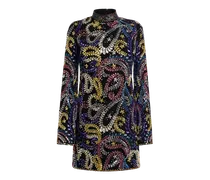 Minikleid Mit Paisley-foliage-stickerei Allover, Damen, Schwarz, Größe