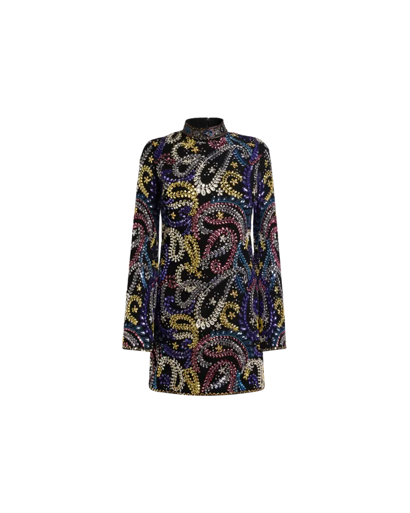Etro Minikleid Mit Paisley-foliage-stickerei Allover, Damen, Schwarz, Größe Schwarz