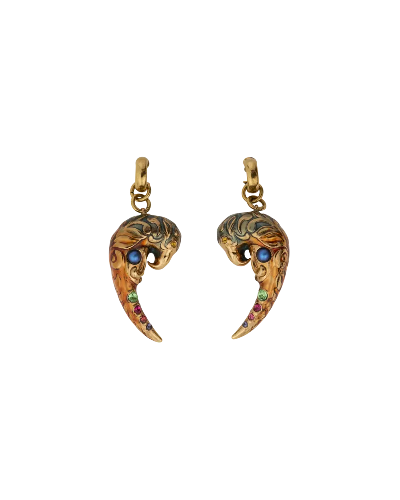 Etro Ohrringe Mit Paisley-papagei Und Kristallen, Damen, Gold Gold