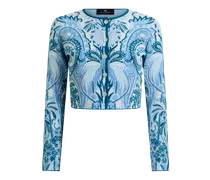 Cropped Jacquard-cardigan Mit Paisley-ramage-motiv, Damen, Hellblau, Größe