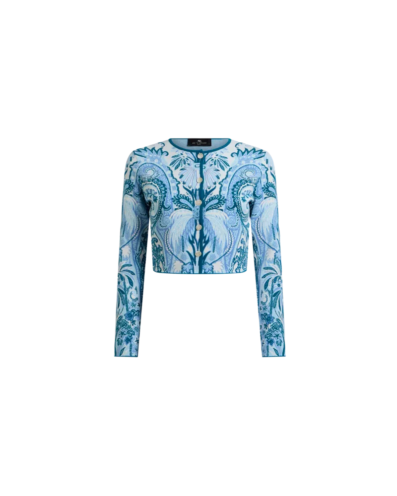 Etro Cropped Jacquard-cardigan Mit Paisley-ramage-motiv, Damen, Hellblau, Größe Hellblau