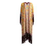 Bedruckter Kaftan Mit Fransen, Damen, Gelb