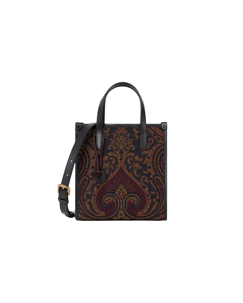 Etro Tasche Love Trotter Klein Aus Jacquardgewebe Mit Paisley-motiv, Damen, Navyblau Navyblau