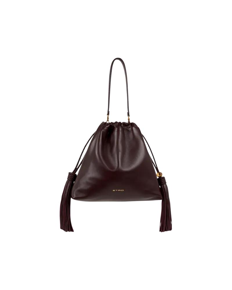 Etro Mittelgrosse Tasche Kalispera Aus Leder Mit Quasten, Damen, Pflaume Pflaume