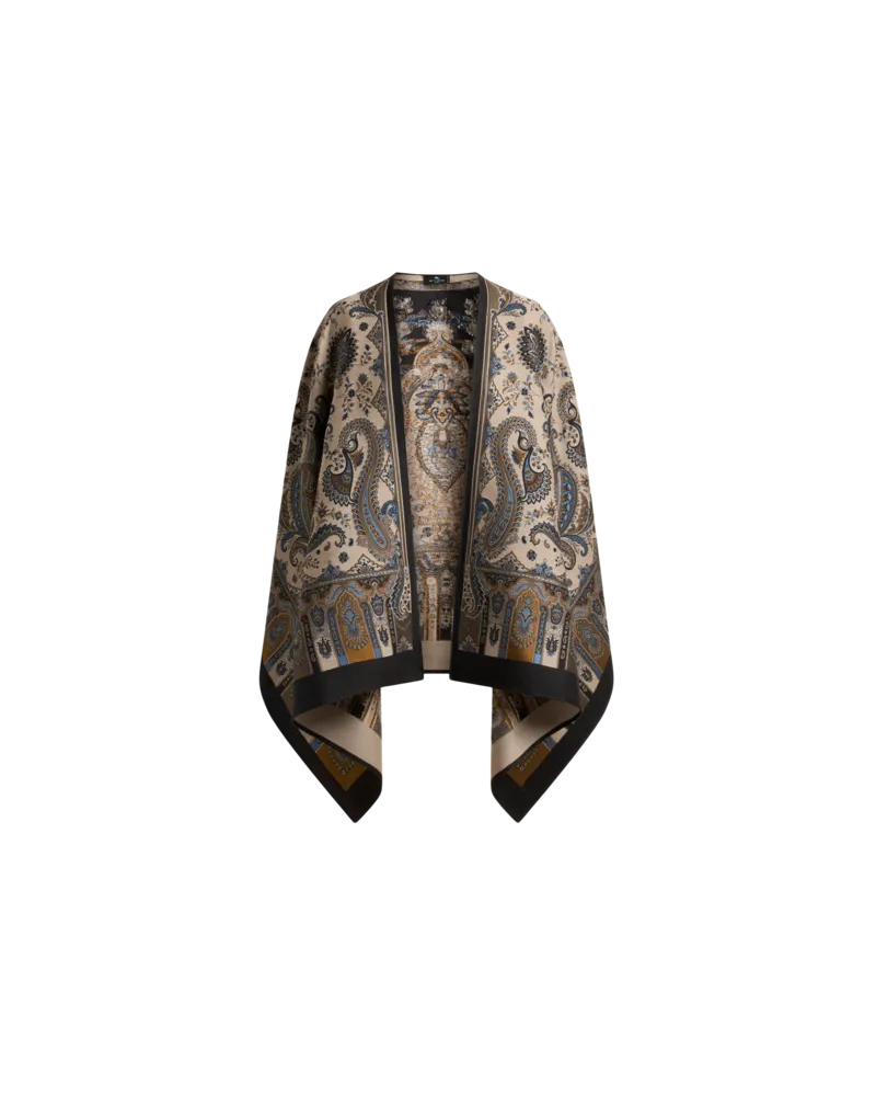 Etro Jacquard-cape Aus Einer Wollmischung Mit Paisley-motiv, Damen, Beige Beige