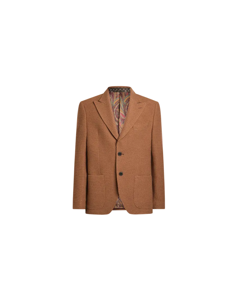Etro Einreihige Jacke Aus Trikot Aus Einer Mischung Aus Kaschmir Und Wolle, Herren, Kamel, Größe Kamel