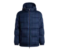 Daunenjacke Aus Wolle Und Kaschmir Mit Karomuster, Herren, Blau, Größe