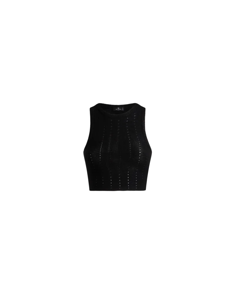 Etro Cropped Top Aus Strickstoff Mit Ausstanzungen, Damen, Schwarz, Größe Schwarz