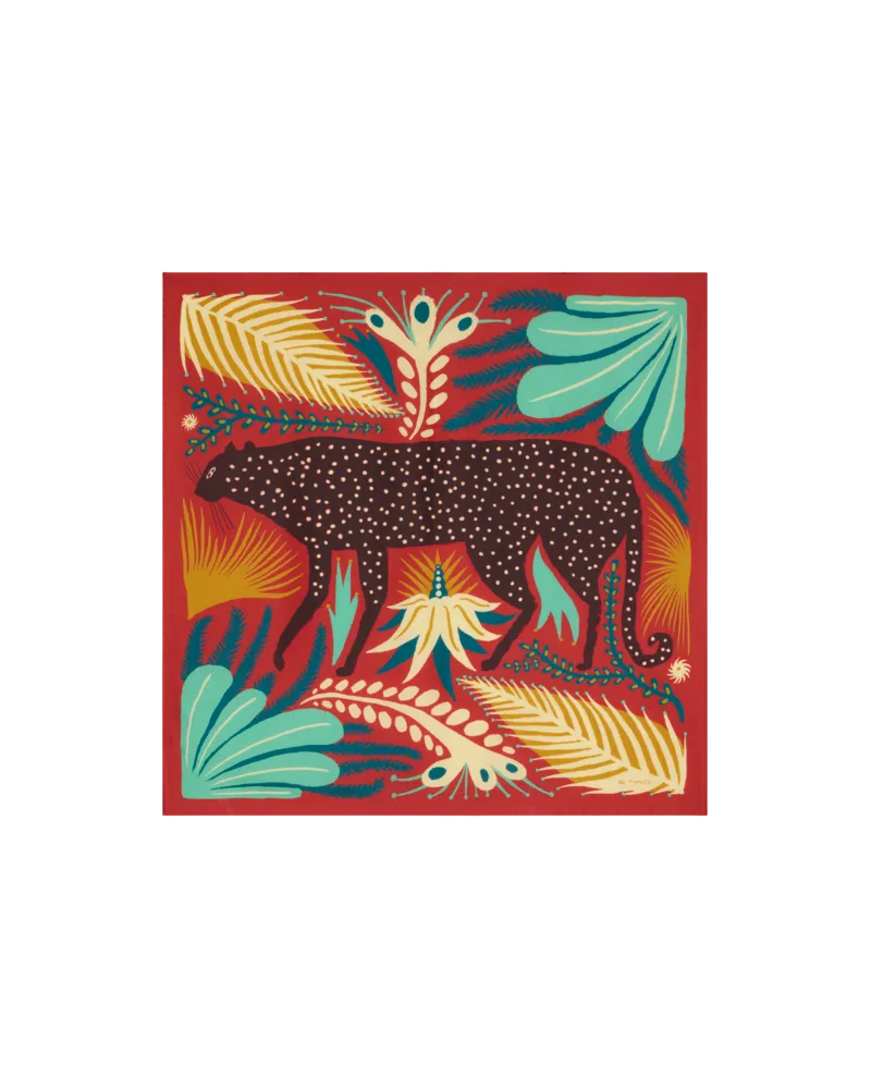 Etro Foulard Aus Seidentwill Mit Platziertem Print Etro X Tabby Booth, Damen, Rot Rot