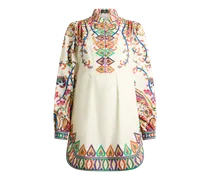 Minikleid Aus Baumwolle Mit Platziertem, Floralem Paisley-print, Damen, Beige, Größe