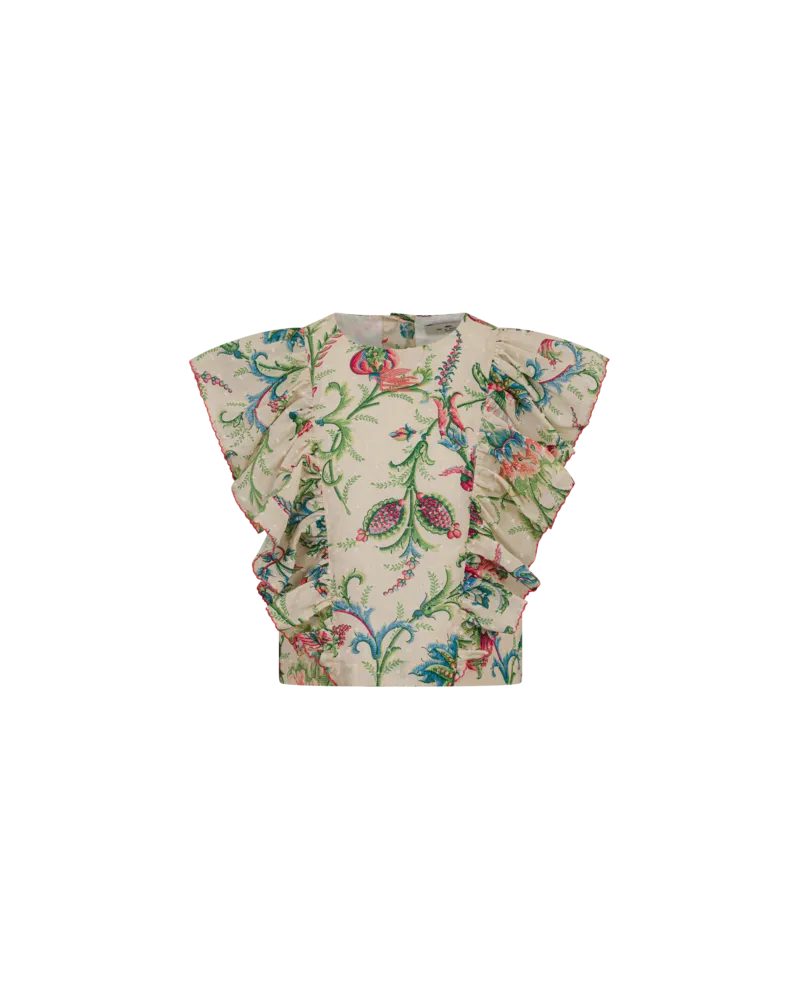 Etro Top Aus Baumwoll-plumetis Mit Floralem Ramage-print, Multicolor, Größe Multicolor