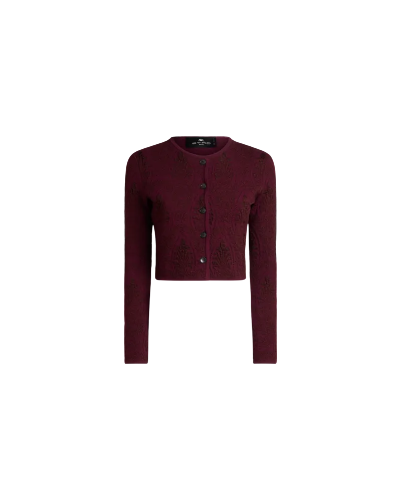 Etro Cropped Jacquard-cardigan Mit Medaillon-motiv, Damen, Rot, Größe Rot