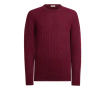 Pullover Aus Kaschmir Mit Zopfmuster, Herren, Bordeaux, Größe