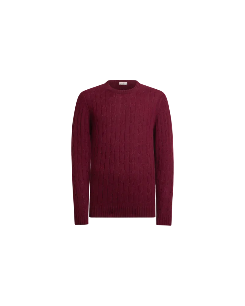 Etro Pullover Aus Kaschmir Mit Zopfmuster, Herren, Bordeaux, Größe Bordeaux