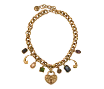 Halskette Mit Vorhängeschloss, Edelsteinen Und Paisleys, Damen, Gold