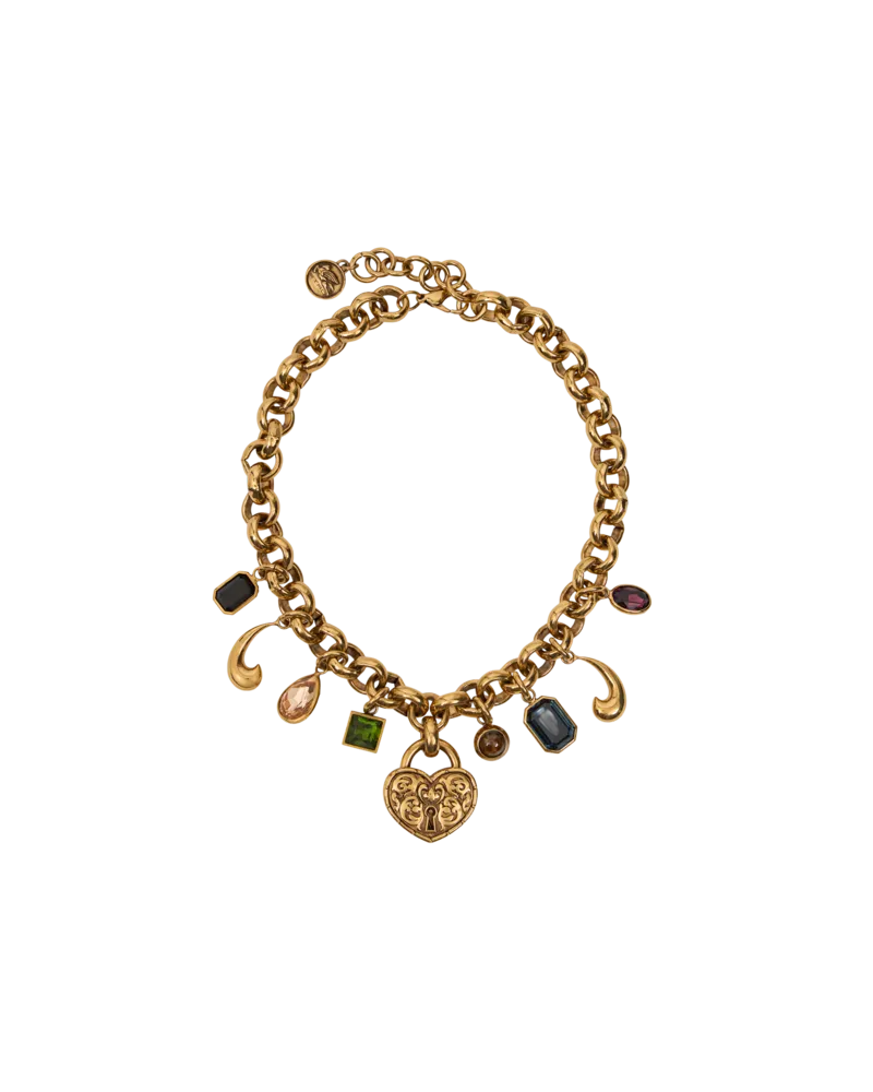 Etro Halskette Mit Vorhängeschloss, Edelsteinen Und Paisleys, Damen, Gold Gold