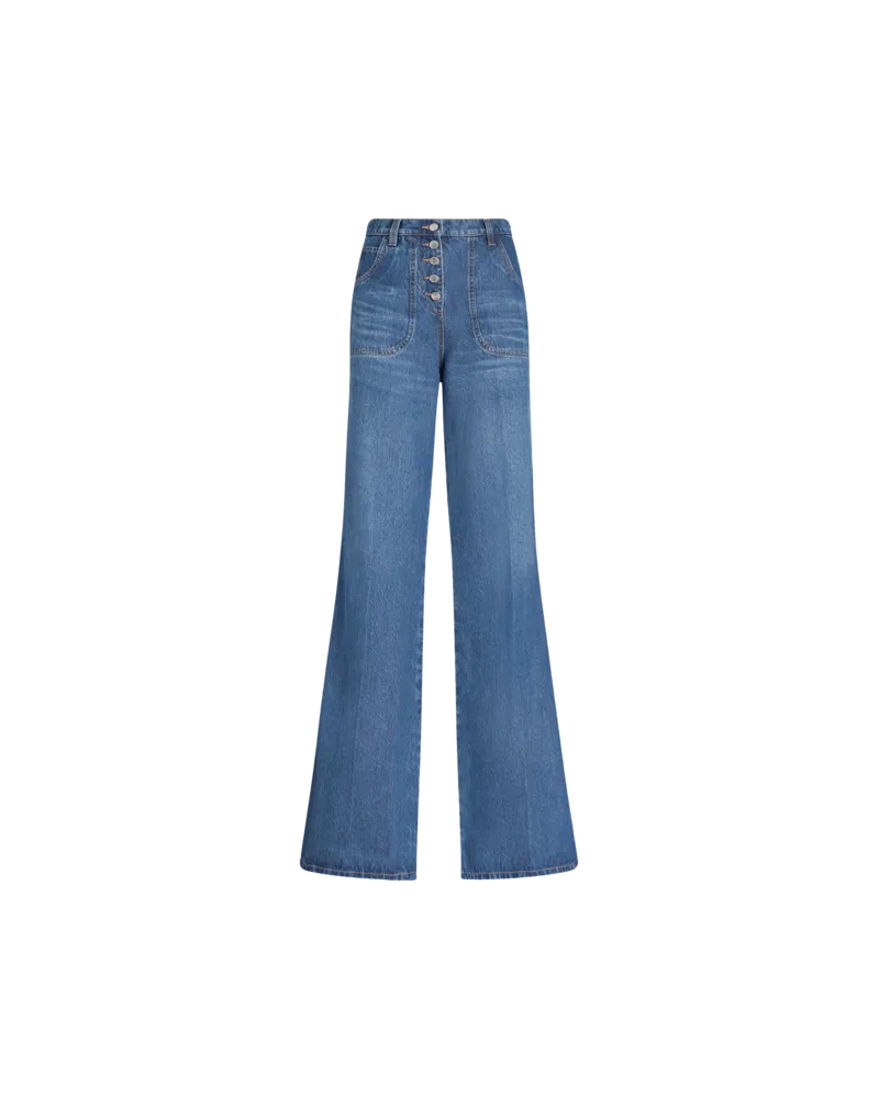 Etro Flared Jeans Mit Stickereien, Damen, Navyblau Navyblau