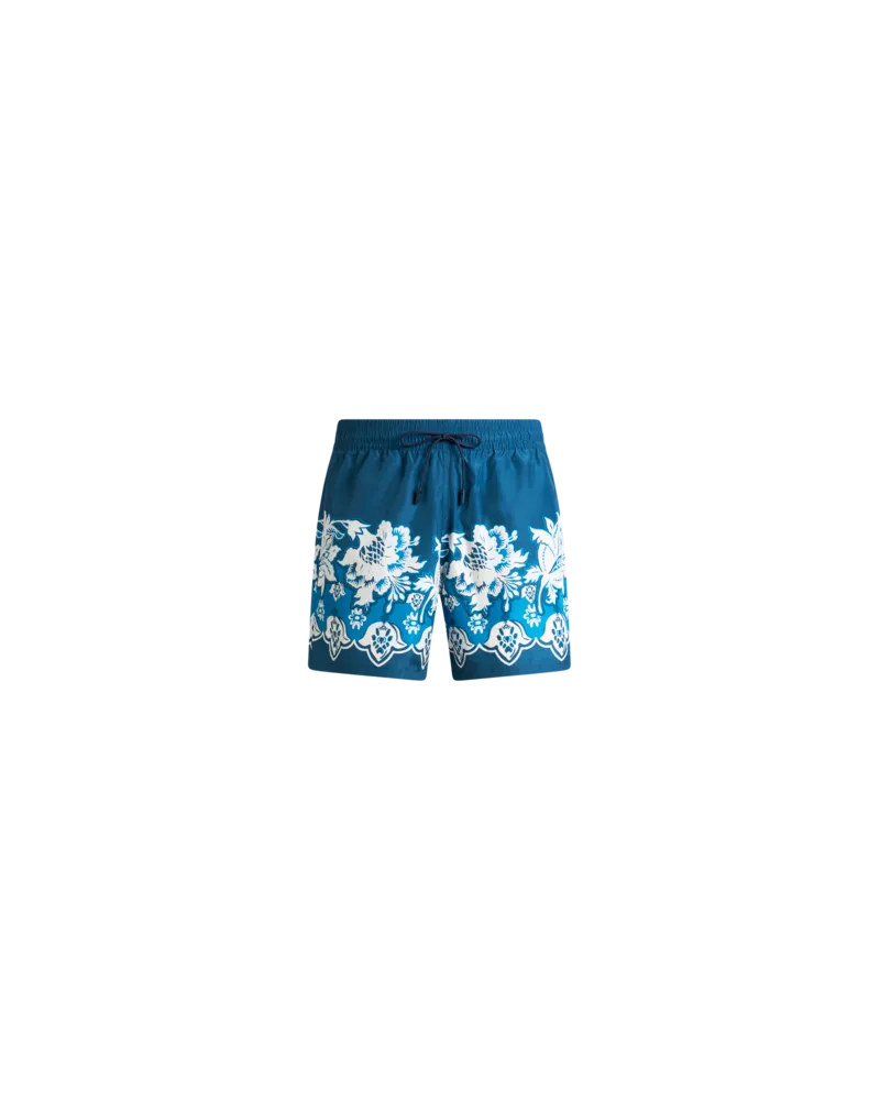 Etro Badeshorts Mit Platziertem Floralem Druck, Herren, Blau, Größe Blau