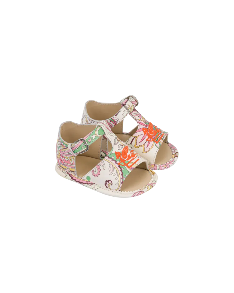 Etro Sandalen Aus Leder Mit Floralem Paisley-print, Weiß, Größe Weiß