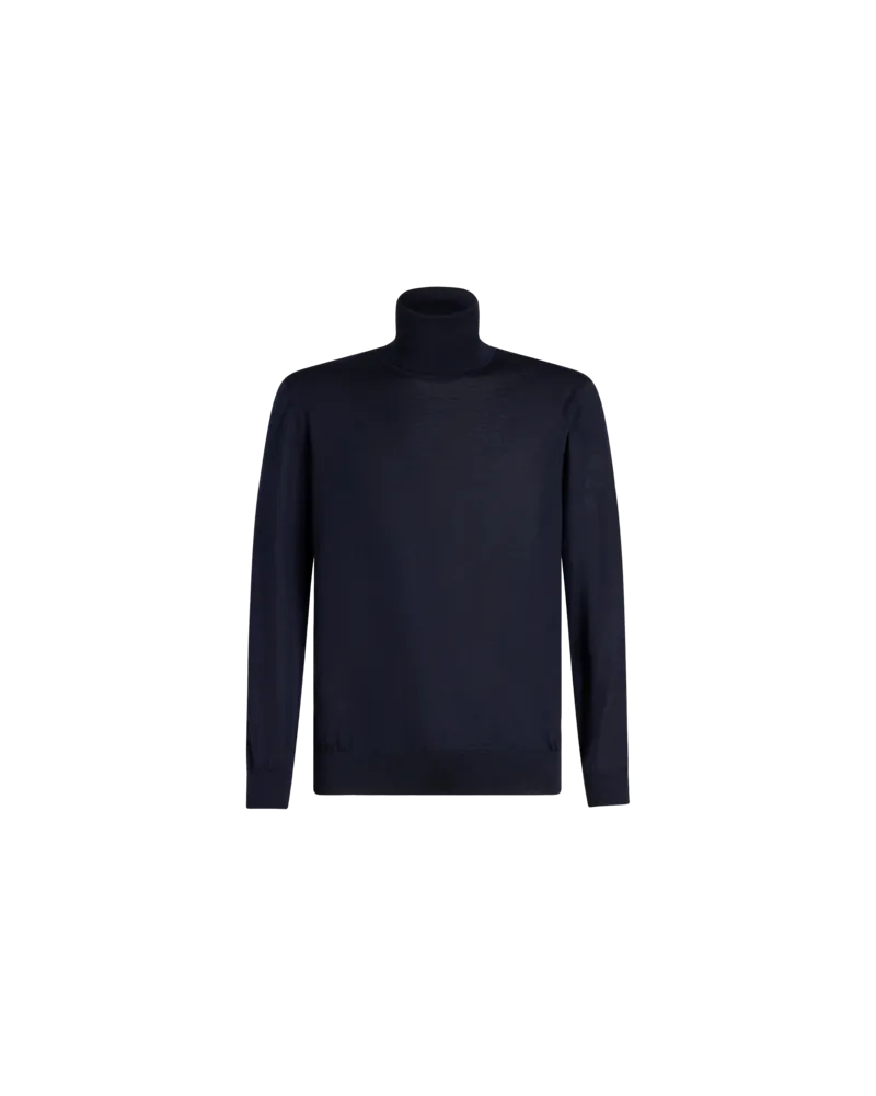 Etro Rollkragenpullover Mit Logo Auf Der Rückseite, Herren, Navyblau Navyblau