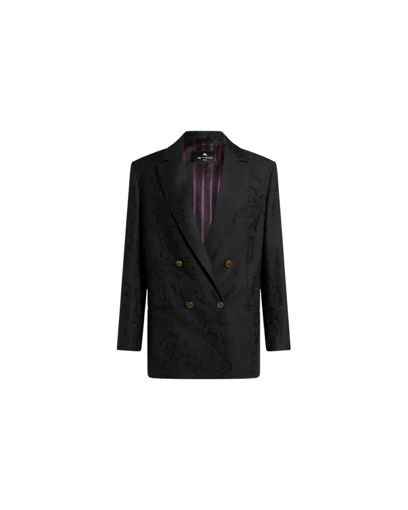 Etro Zweireihiger Jacquardblazer, Damen, Schwarz, Größe Schwarz