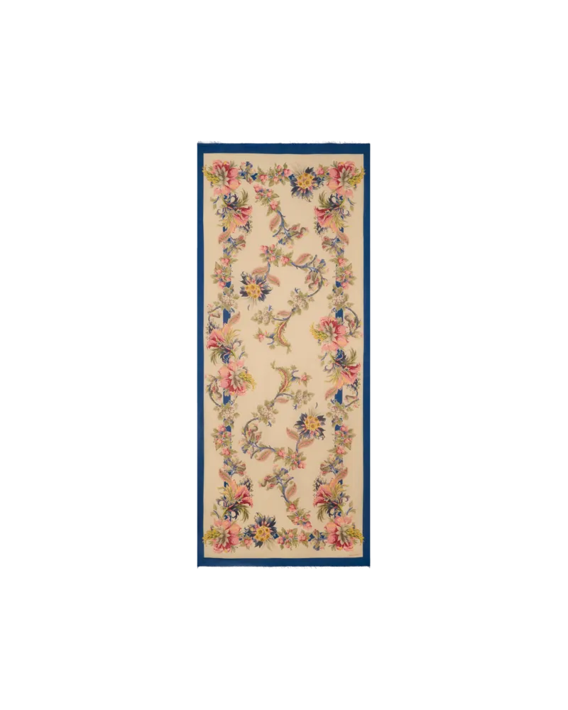 Etro Jacquard-schal Aus Modal Und Kaschmir Mit Floralem Motiv, Damen, Beige Beige