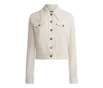 Cropped Jacke Mit Paisley-jacquardmuster, Damen, Weiß, Größe