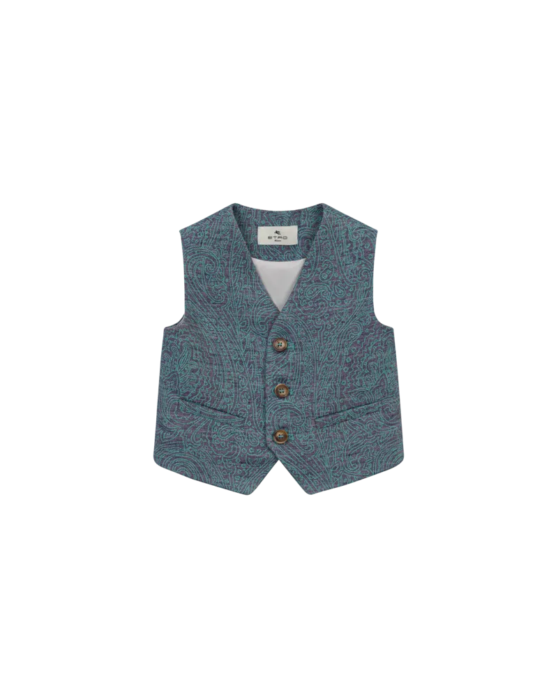 Etro Weste Mit Paisleymuster Aus Leinen Und Baumwolle, Blau, Größe Blau