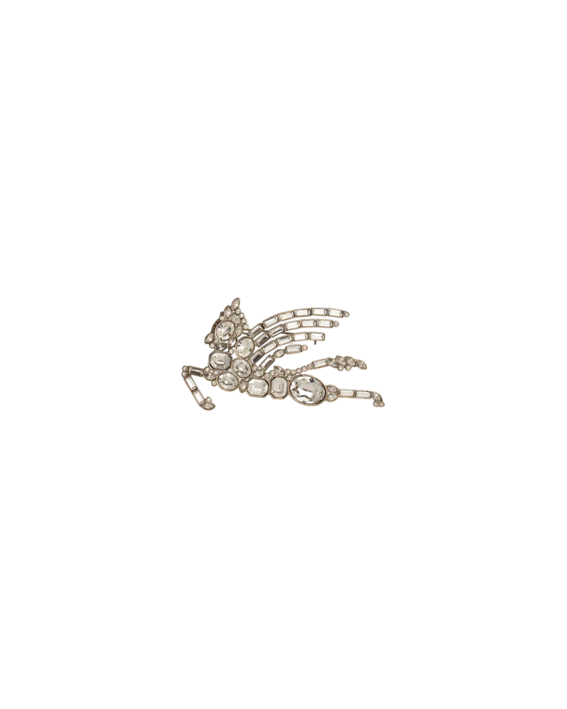 Etro Brosche Pegaso Mit Kristallen, Damen, Silber Silber