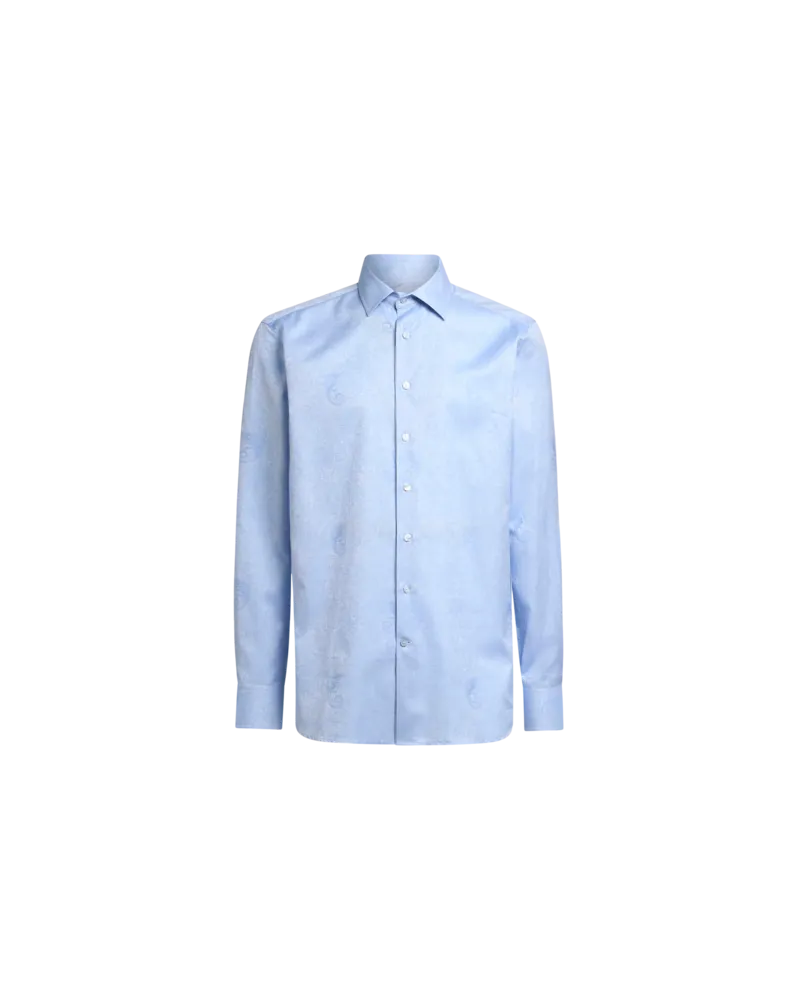 Etro Bluse Aus Baumwolle In Jacquard Mit Geckos, Hellblau, Größe Hellblau