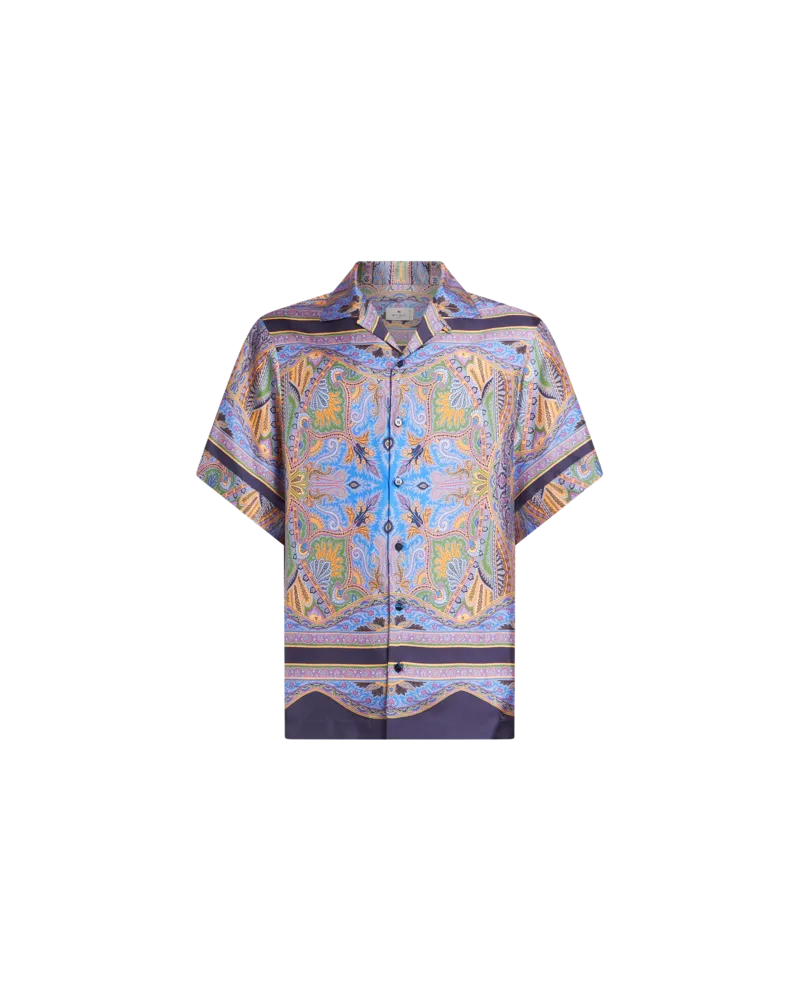 Etro Hemd Aus Twill Mit Abgesetztem Paisleyprint, Herren, Violett, Größe Violett