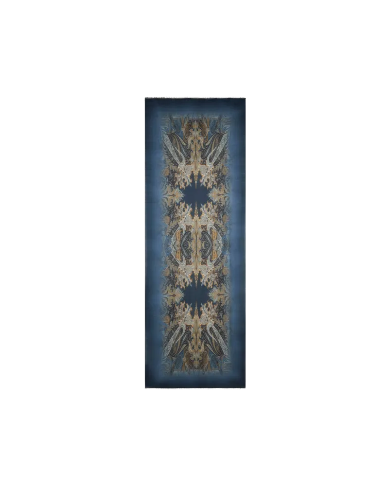 Etro Schal Aus Wolle Mit Farbverlaufsdruck Und Paisley-motiv, Herren, Blau Blau