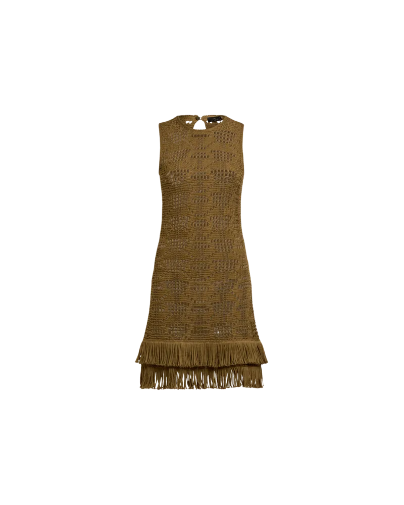 Etro Knielanges Kleid Aus Baumwolle In Häkeloptik Mit Fransen, Damen, Kamel, Größe Kamel