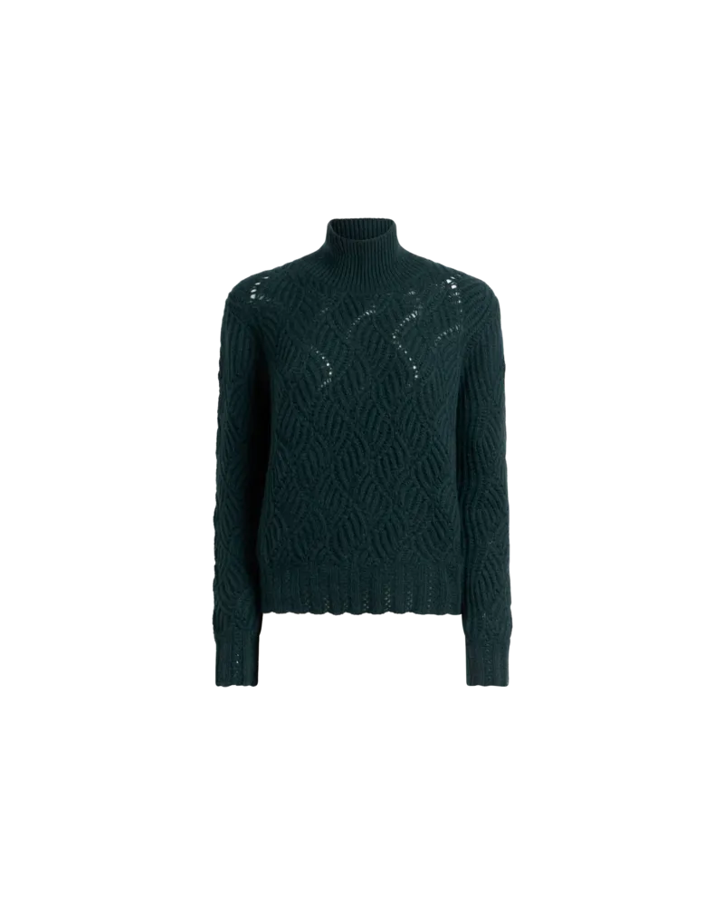 Etro Pullover Mit Hohem Kragen Aus Kaschmir Mit Lacemuster, Damen, Grün, Größe Grün