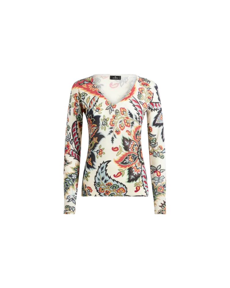 Etro Paisley-pullover Aus Kaschmir Und Seide, Damen, Beige Beige