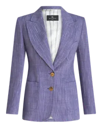 Etro Blazer Aus Geflammtem Stoff, Damen, Hellblau Hellblau