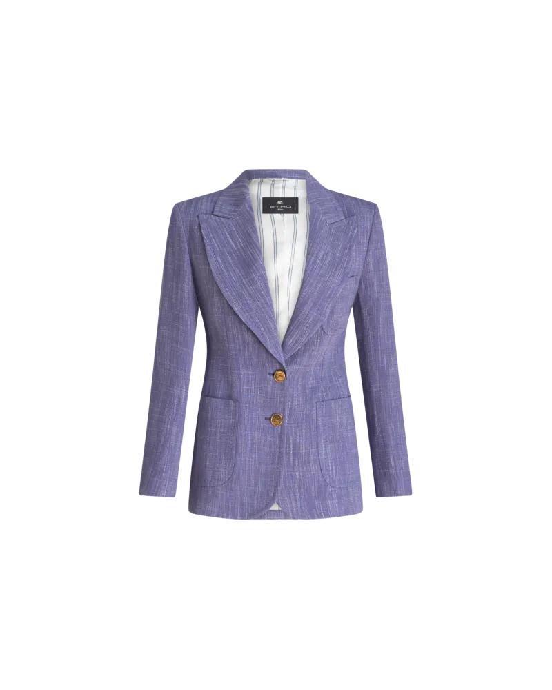 Etro Blazer Aus Geflammtem Stoff, Damen, Hellblau Hellblau