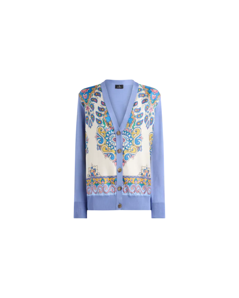 Etro Cardigan Aus Baumwolle Und Seide Mit Print, Damen, Violett, Größe Violett