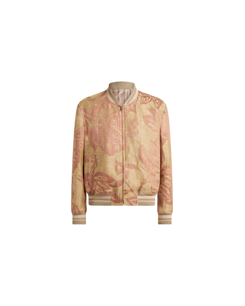 Etro Bomberjacke Aus Leinen Mit Blumenprint, Herren, Orange, Größe Orange