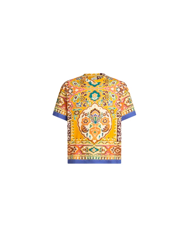 Etro T-shirt Aus Baumwolle Und Leinen Mit Print, Herren, Gelb, Größe Gelb