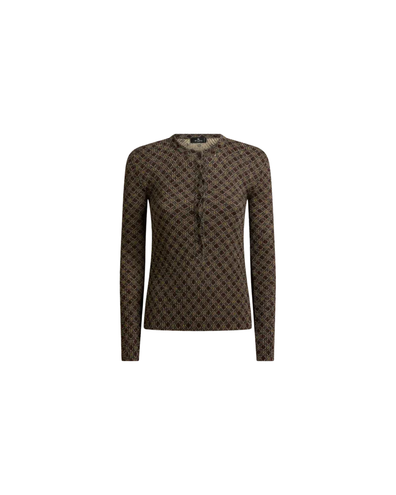 Etro Serafino-pullover Im Rippstrick Mit Mikro-rautenmuster, Damen, Grün, Größe Grün