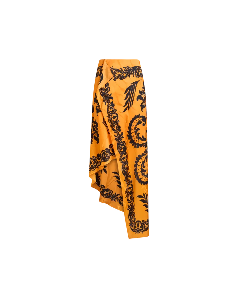 Etro Asymmetrischer Rock Mit Floralem Schablonendruck, Damen, Orange, Größe Orange