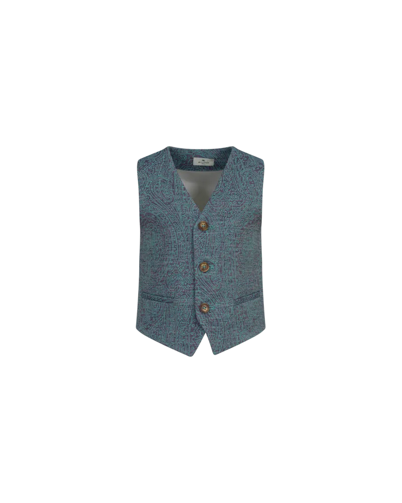 Etro Weste Mit Paisleymuster Aus Leinen Und Baumwolle, Blau, Größe Blau